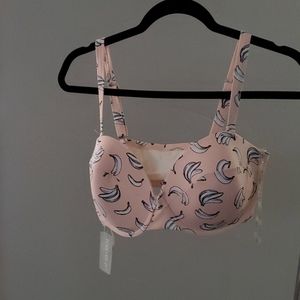 Pink Banana Print Bathing Suit Top